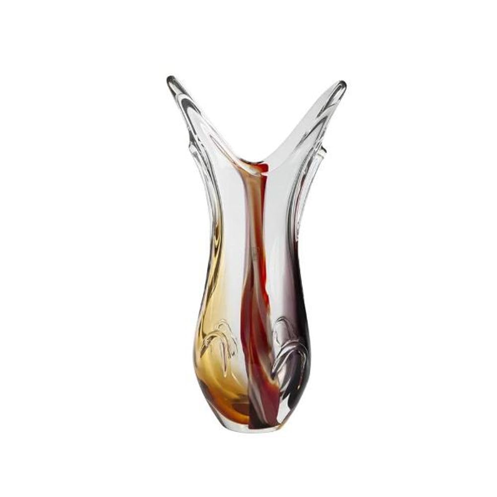 Vaso Grande de Cristal Murano Preto com Ambar - São Marcos